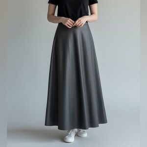 Vtg Black Satin Maxi Skirt Sz S | Whimsigoth Fairy A-Line Full Lined ASO Hepburn